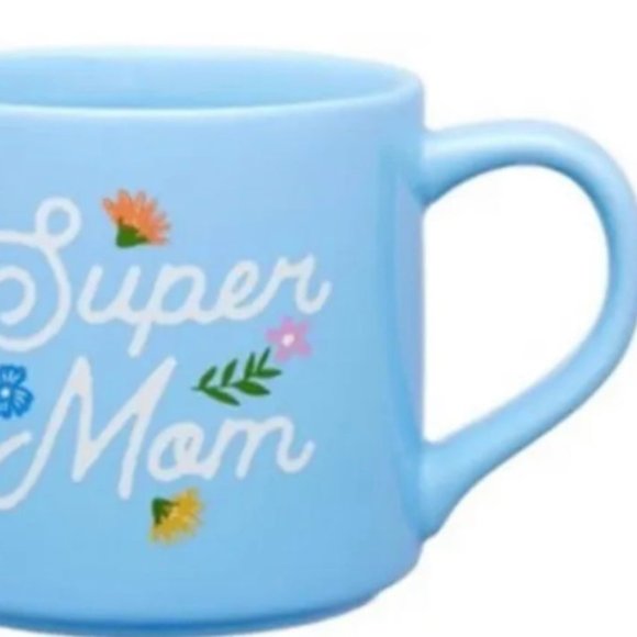 PARKER LANE 16 oz. Baby Blue "Super Mom" Flower Mug - Picture 2 of 2